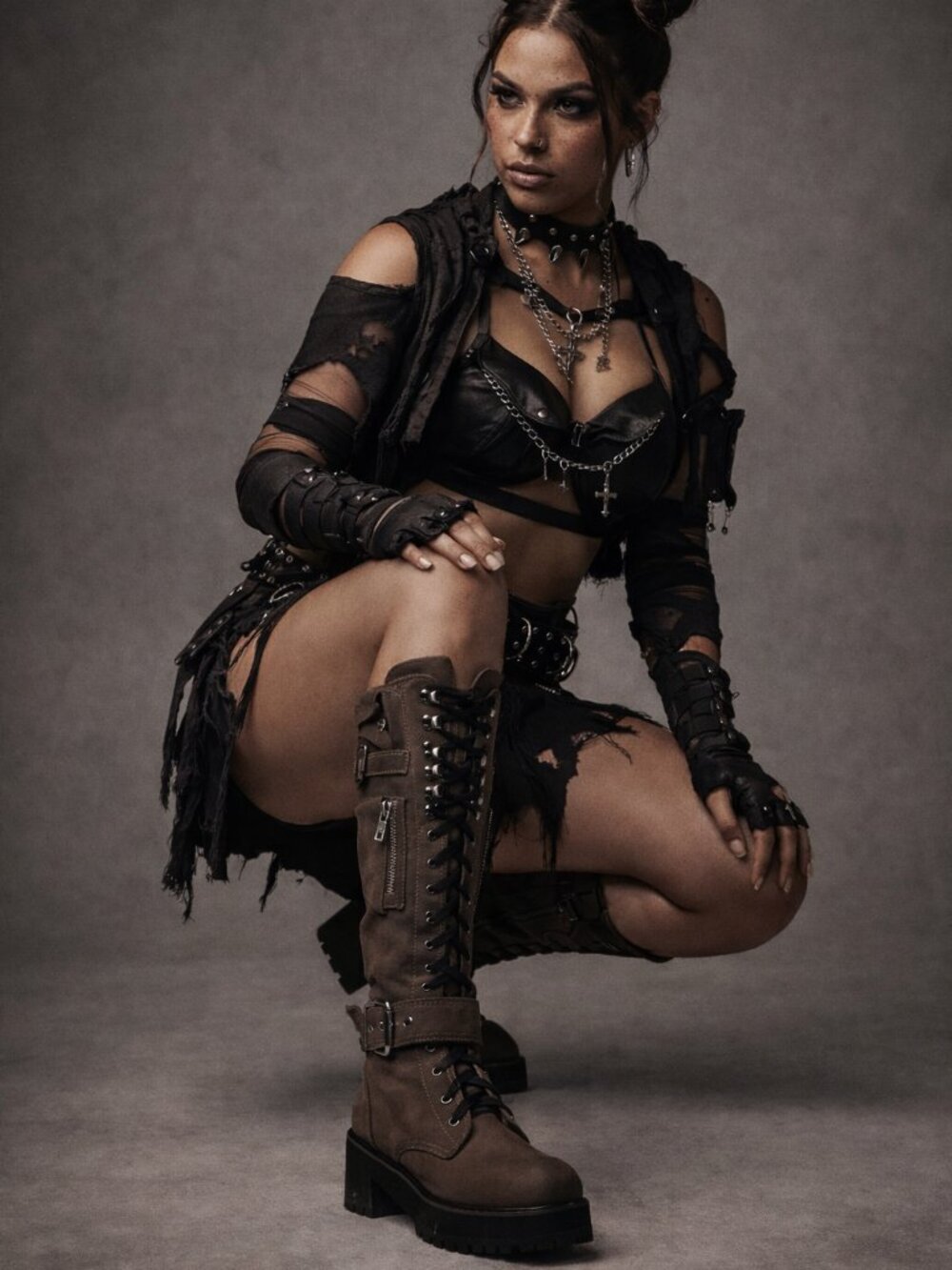 CURRENT MOOD Cedar Obsidian Pocket Combat Boots, Size 9